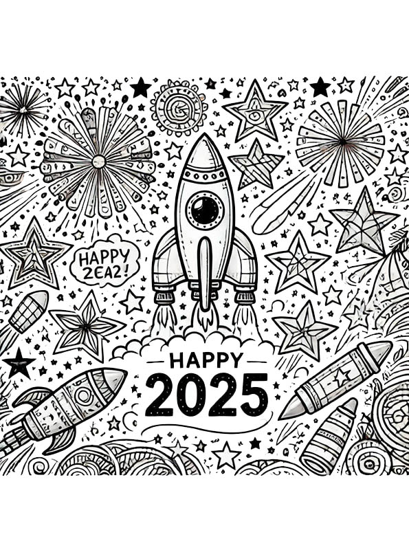 Kidsnfun Kleurplaat Gelukkig 2025 Gelukkig 2025